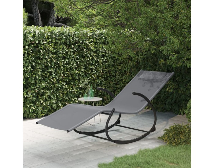 Sonata H Люлеещ се шезлонг, сив, стомана и textilene