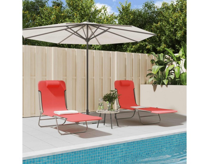 Sonata H Сгъваеми шезлонги 2 бр червени текстилен и стомана