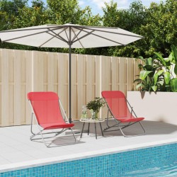 Sonata H Сгъваеми плажни столове 2 бр червени текстилен и стомана - Шезлонги