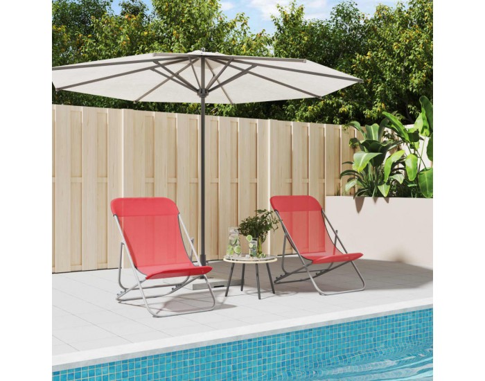 Sonata H Сгъваеми плажни столове 2 бр червени текстилен и стомана