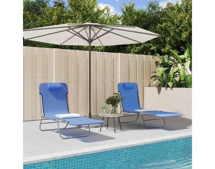 Sonata H Сгъваеми шезлонги 2 бр сини текстилен и стомана