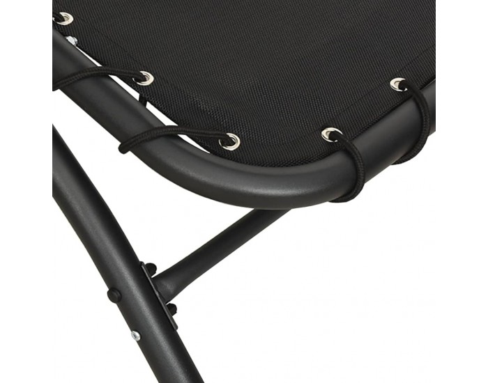 Sonata H Шезлонг със сенник, черен, 167x80x195 см, текстил и стомана