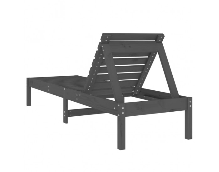 Sonata H Шезлонг, сив, 199,5x60x74 см, борово дърво масив