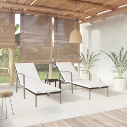 Sonata H Шезлонги, 2 бр, с масичка, полиратан, кафяви - Шезлонги