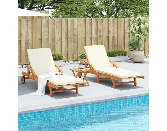 Sonata H Шезлонги, 2 бр, с маса, акация масив
