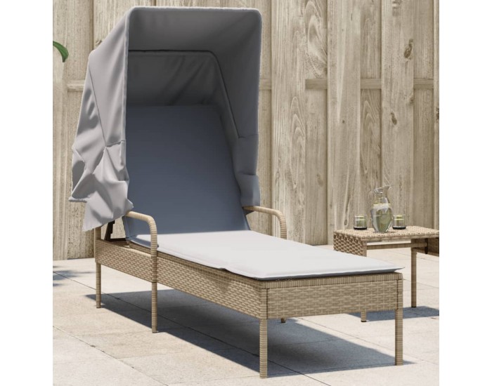 Sonata H Шезлонг със сенник, бежов, полиратан