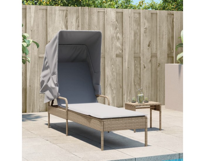 Sonata H Шезлонг със сенник, бежов, полиратан