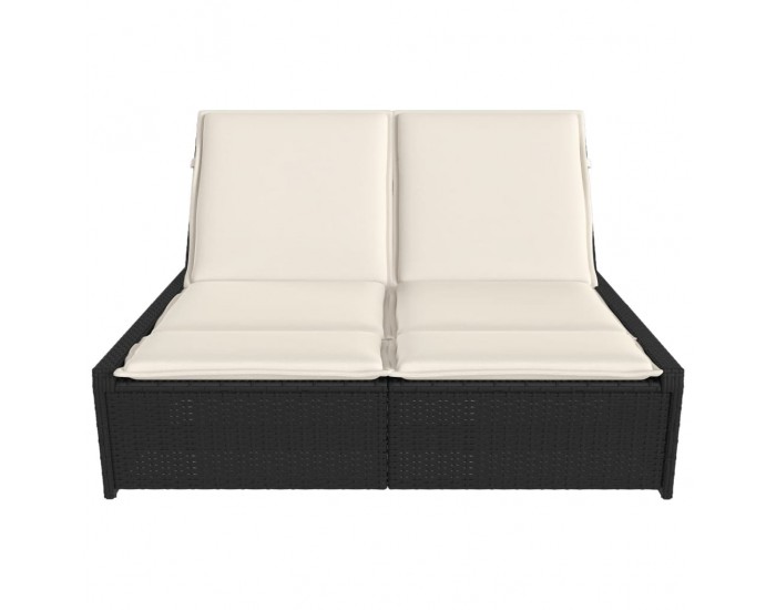 Sonata H Двоен шезлонг с възглавници, черен, полиратан