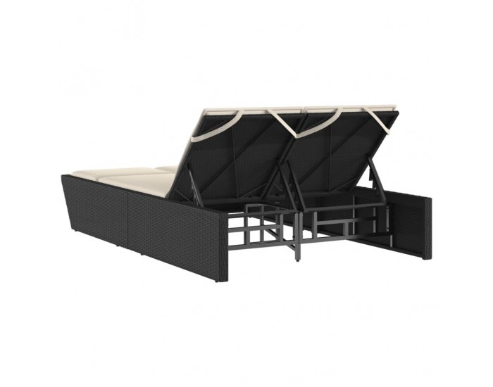 Sonata H Двоен шезлонг с възглавници, черен, полиратан