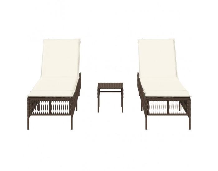 Sonata H Шезлонги, 2 бр, с масичка, кафяви, полиратан