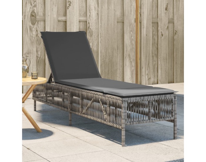 Sonata H Шезлонг с възглавница, сив, полиратан