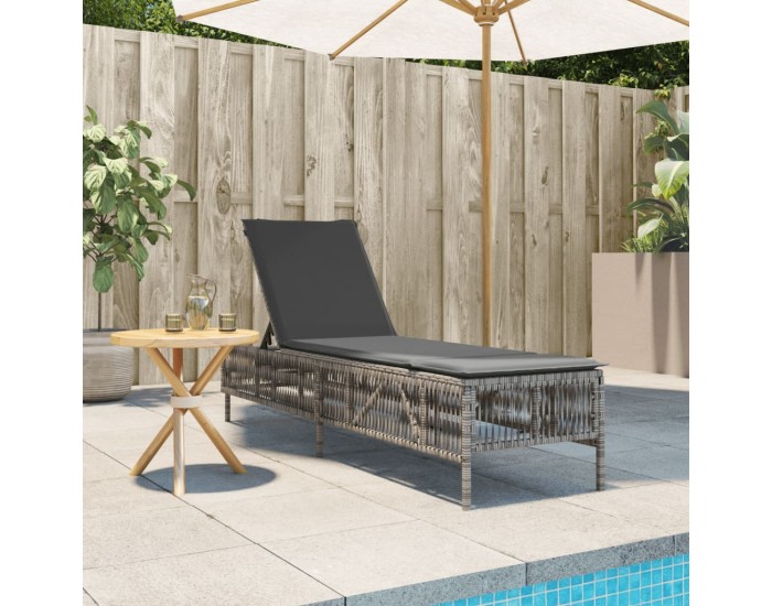 Sonata H Шезлонг с възглавница, сив, полиратан