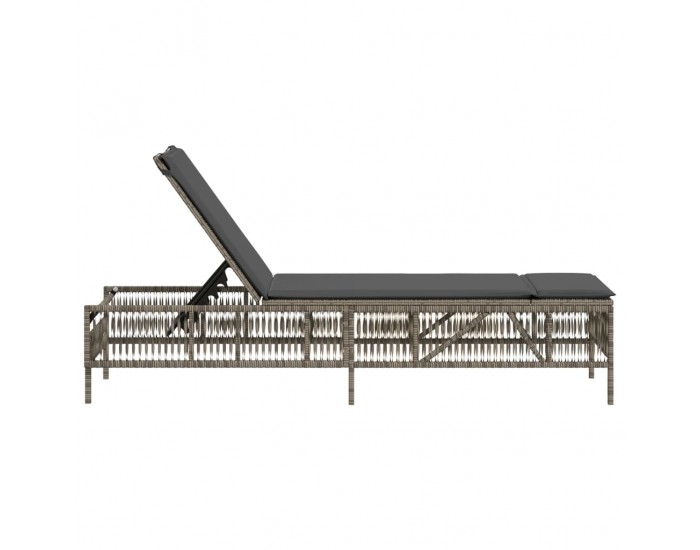 Sonata H Шезлонг с възглавница, сив, полиратан