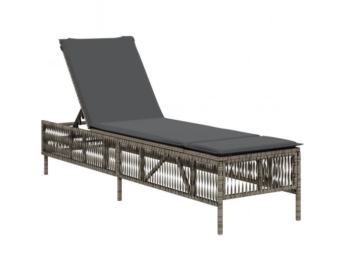 Sonata H Шезлонг с възглавница, сив, полиратан