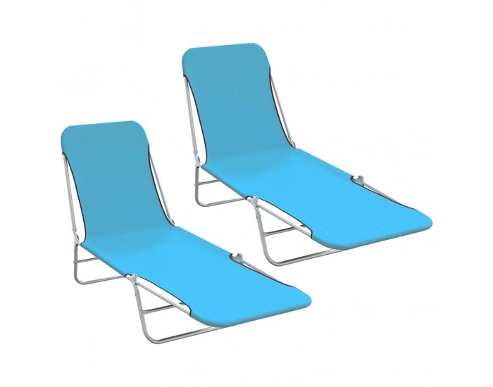 Sonata H Сгъваеми шезлонги, 2 бр, стомана и текстил, сини