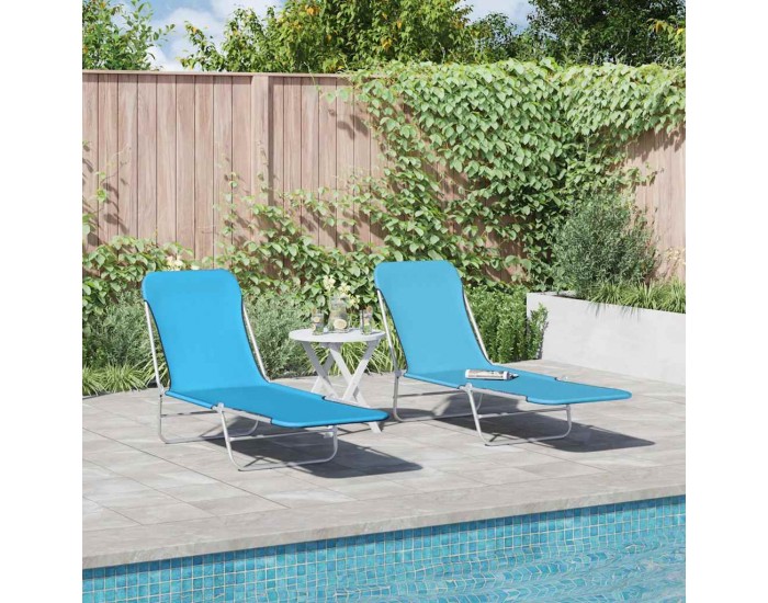 Sonata H Сгъваеми шезлонги, 2 бр, стомана и текстил, сини