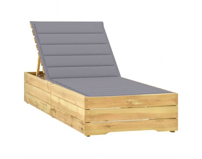 Sonata H Шезлонг със сива възглавница, импрегнирана борова дървесина