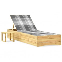 Sonata H Градински шезлонг с масичка и шалте, импрегнирано борово дърво - Шезлонги