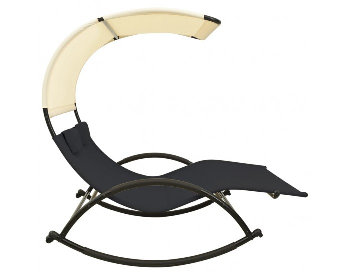 Sonata H Двоен шезлонг със сенник, Textilene, черно и кремаво