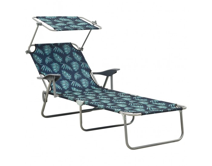 Sonata H Шезлонг с навес, стомана, принт на листа