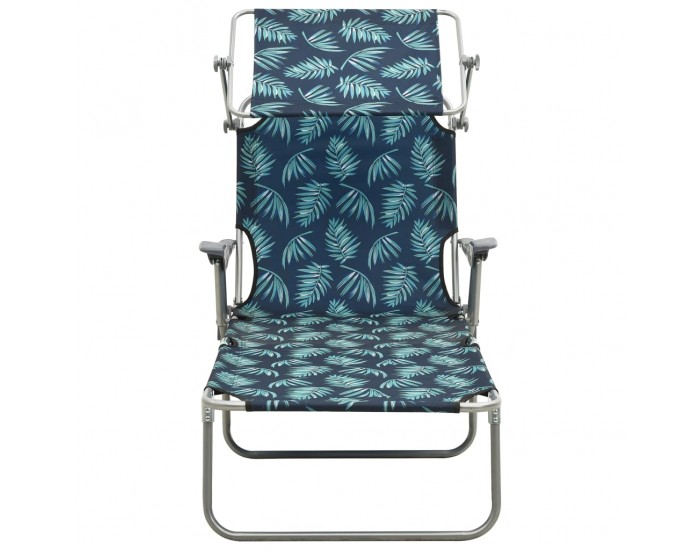 Sonata H Шезлонг с навес, стомана, принт на листа