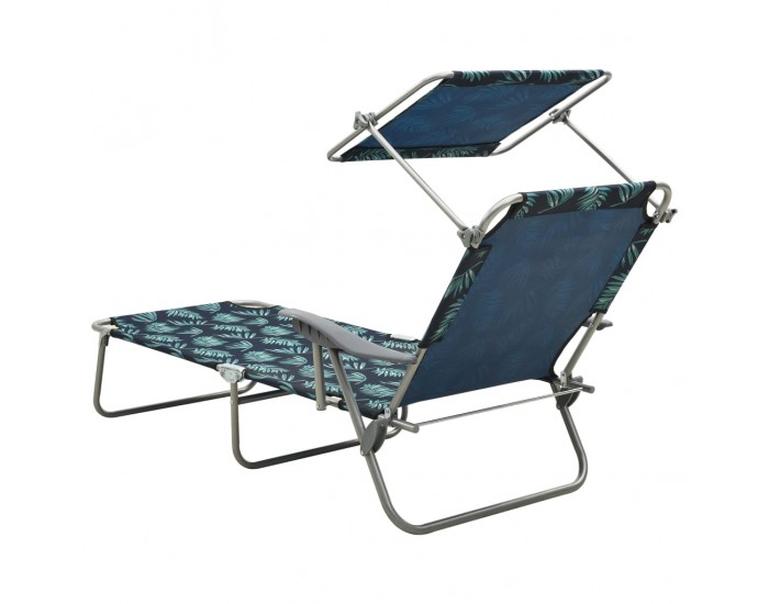 Sonata H Шезлонг с навес, стомана, принт на листа