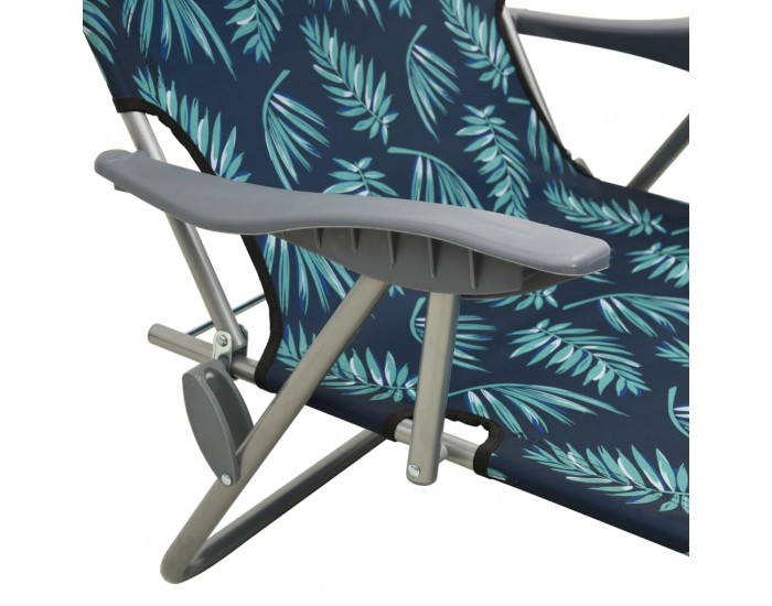 Sonata H Шезлонг с навес, стомана, принт на листа