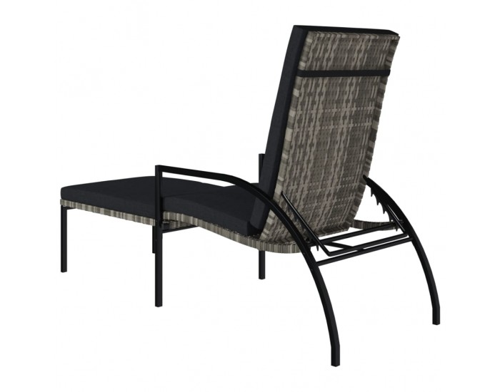 Sonata H Шезлонг с поставка за крака, PE ратан, сив