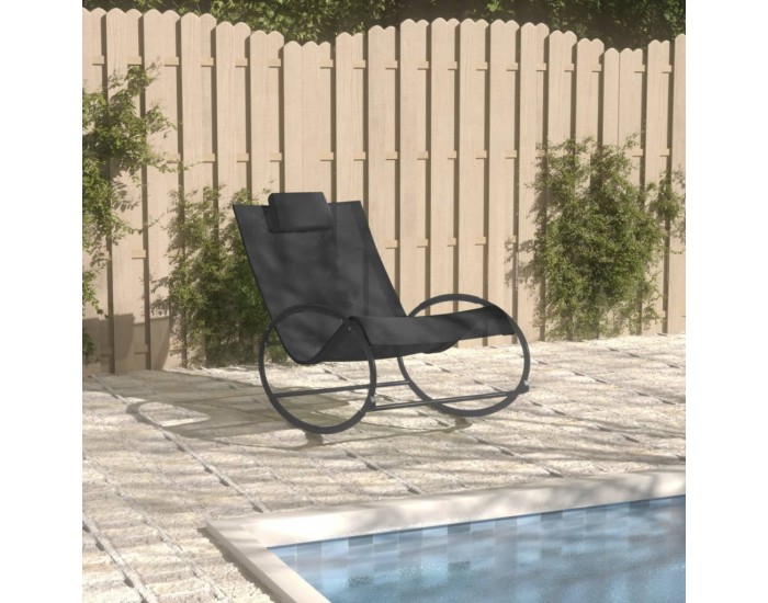 Sonata H Шезлонг с възглавница, черен, стомана и textilene