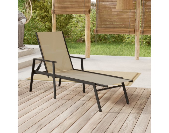 Sonata H Шезлонг, стомана и плат textilene, кремав