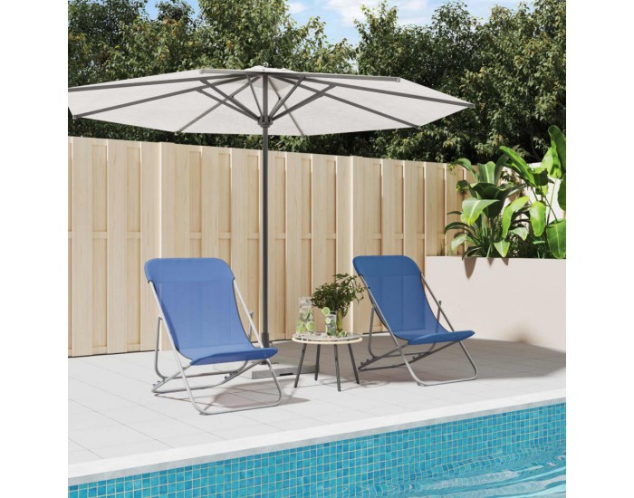 Sonata H Сгъваеми плажни столове 2 бр сини текстилен и стомана