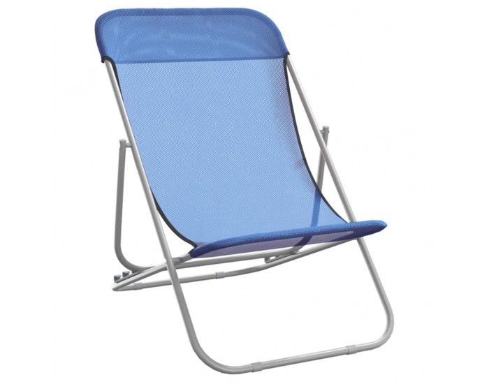 Sonata H Сгъваеми плажни столове 2 бр сини текстилен и стомана