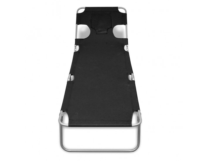 Sonata H Сгъваем шезлонг с възглавница, прахово боядисана стомана, черен