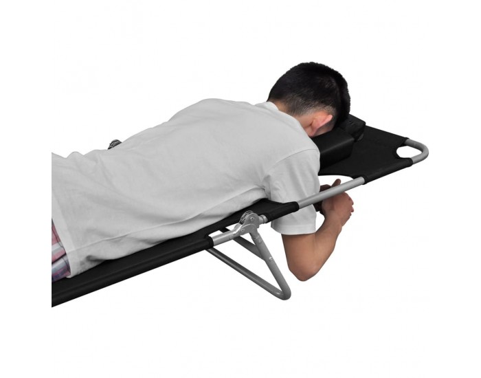 Sonata H Сгъваем шезлонг с възглавница, прахово боядисана стомана, черен