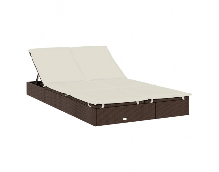 Sonata H 2-местен шезлонг и сгъваем покрив кафяв 213x118x97 см полиратан