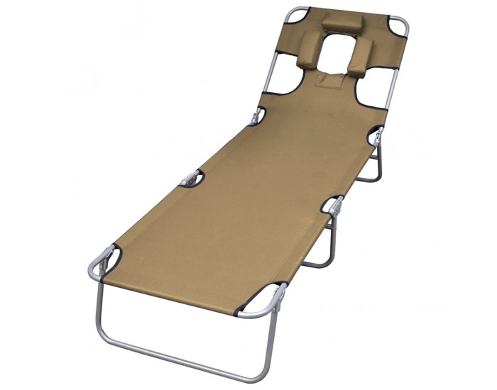 Sonata H Сгъваем шезлонг, възглавничка, регулируема облегалка, таупе