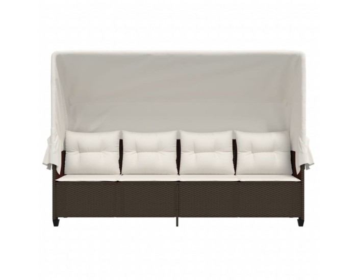 Sonata H Шезлонг със сенник и възглавници, кафяв, полиратан