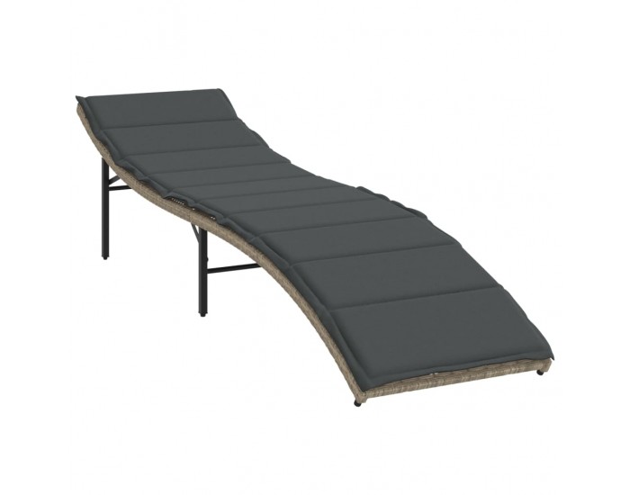 Sonata H Шезлонг с възглавница, светлосив, 55x199x50 см, полиратан