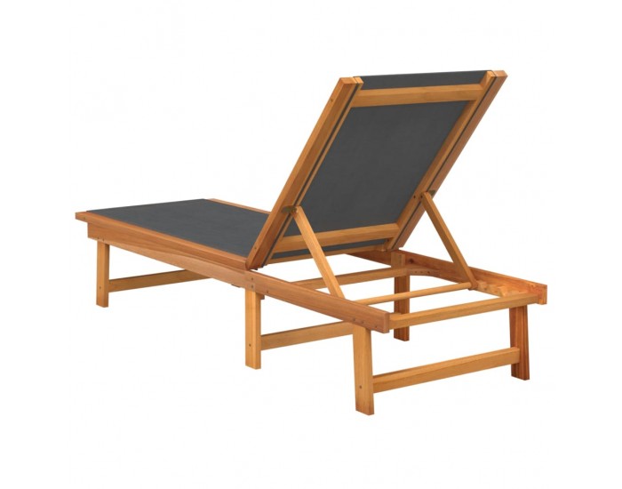 Sonata H Шезлонги, 2 бр, черно, масивно дърво акация и textilene