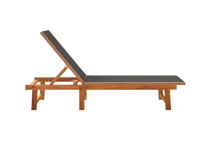 Sonata H Шезлонги, 2 бр, черно, масивно дърво акация и textilene