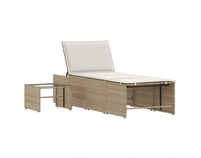 Sonata H Шезлонги, 2 бр. с маса, бежови, полиратан