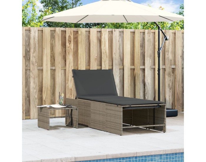 Sonata H Шезлонги, 2 бр. с маса, сиви, полиратан