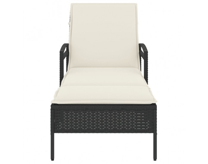 Sonata H Шезлонг с възглавница, черен, 63x200x81 см, полиратан