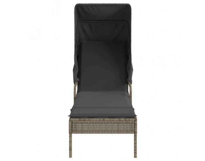 Sonata H Шезлонги 2 бр със сенника и маса, сиви, полиратан