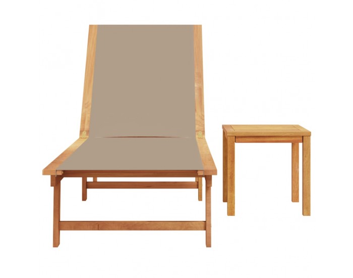 Sonata H Шезлонг с маса, таупе, масивно дърво акация и textilene