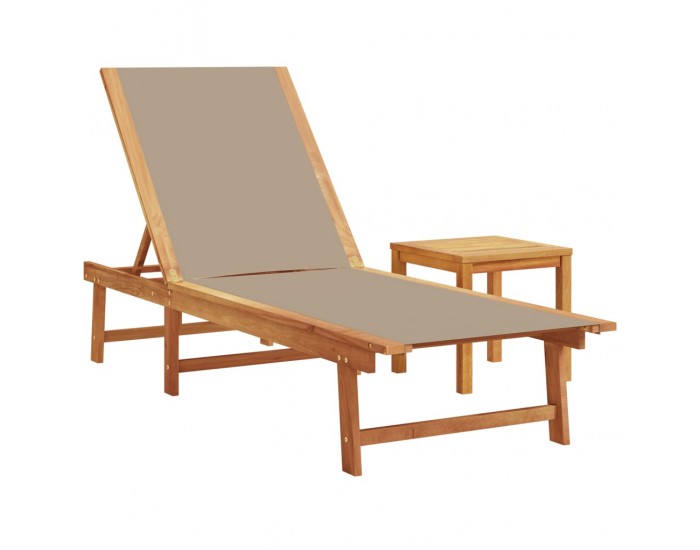 Sonata H Шезлонг с маса, таупе, масивно дърво акация и textilene