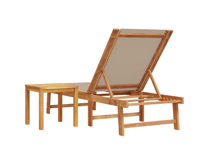 Sonata H Шезлонг с маса, таупе, масивно дърво акация и textilene