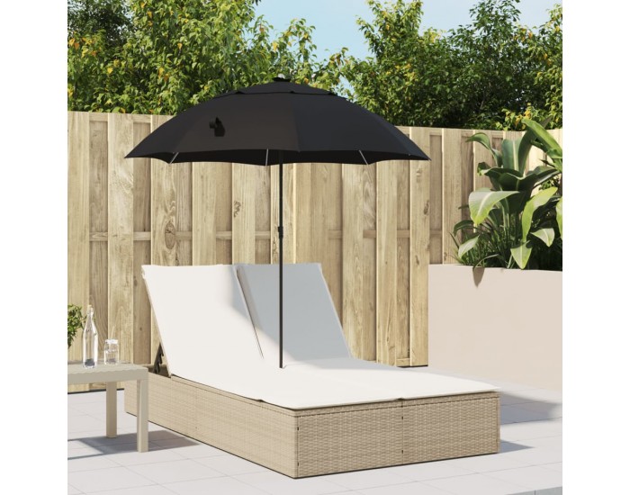 Sonata H Двоен шезлонг с възглавници и чадър, бежов, полиратан