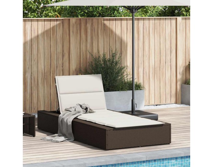 Sonata H Шезлонг с плаваща възглавница Кафяв поли ратан
