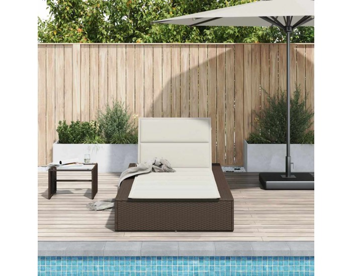 Sonata H Шезлонг с плаваща възглавница Кафяв поли ратан